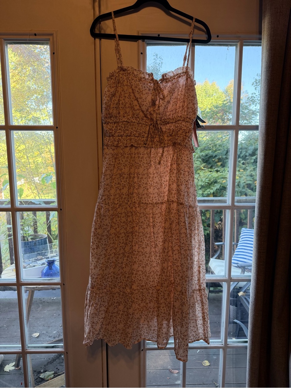 Celebrity Pink Light Pink Floral Midi Dress with Spaghetti Straps